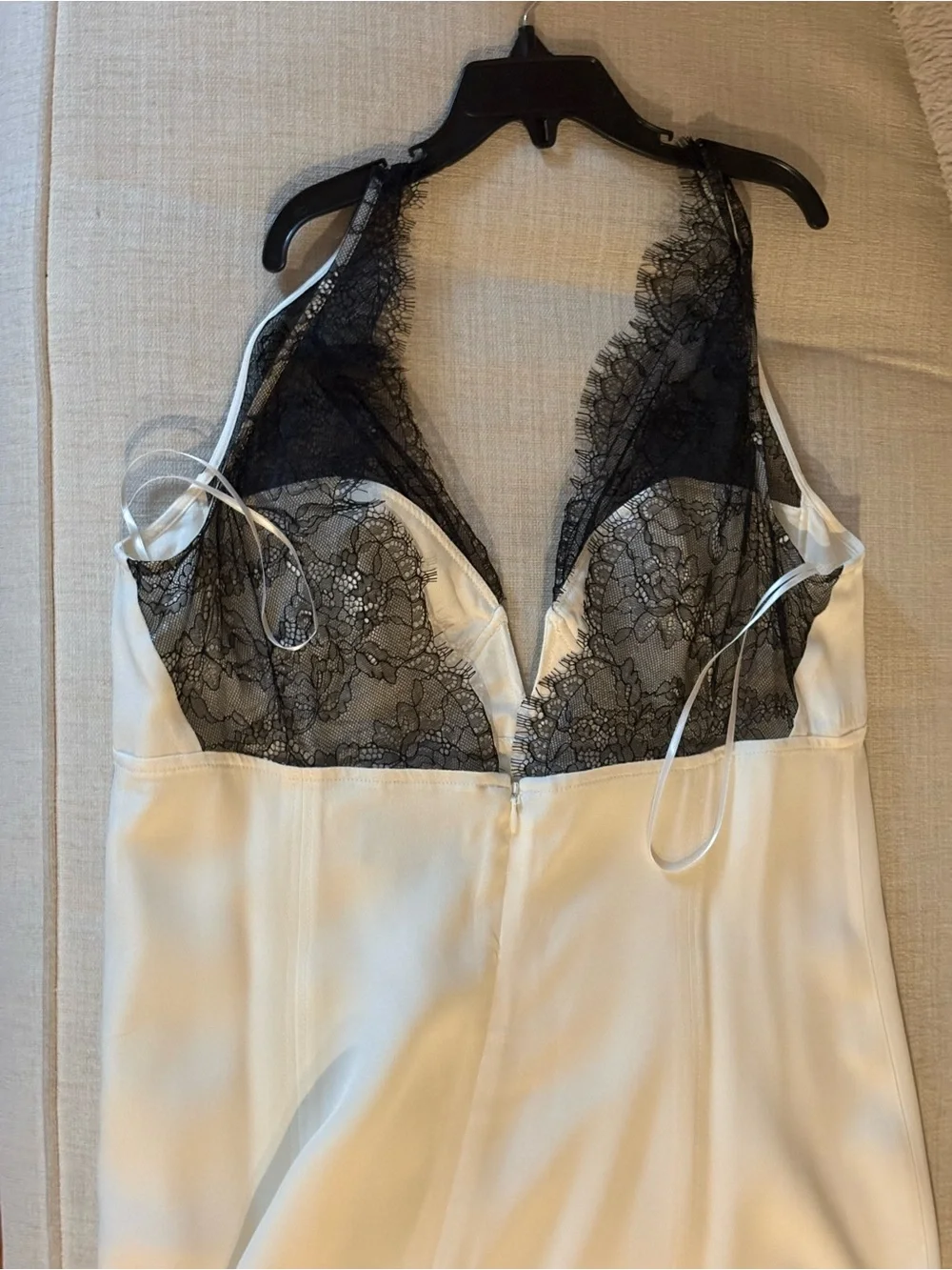 J. Crew Cream Maxi Dress with Black Lace Bodice